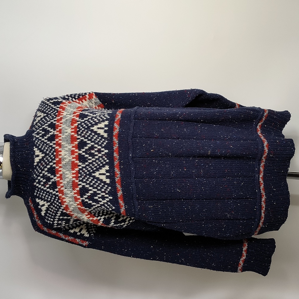 Justine Todd vintage navy blue tweed Norwegian-style pullover-sz 3X
